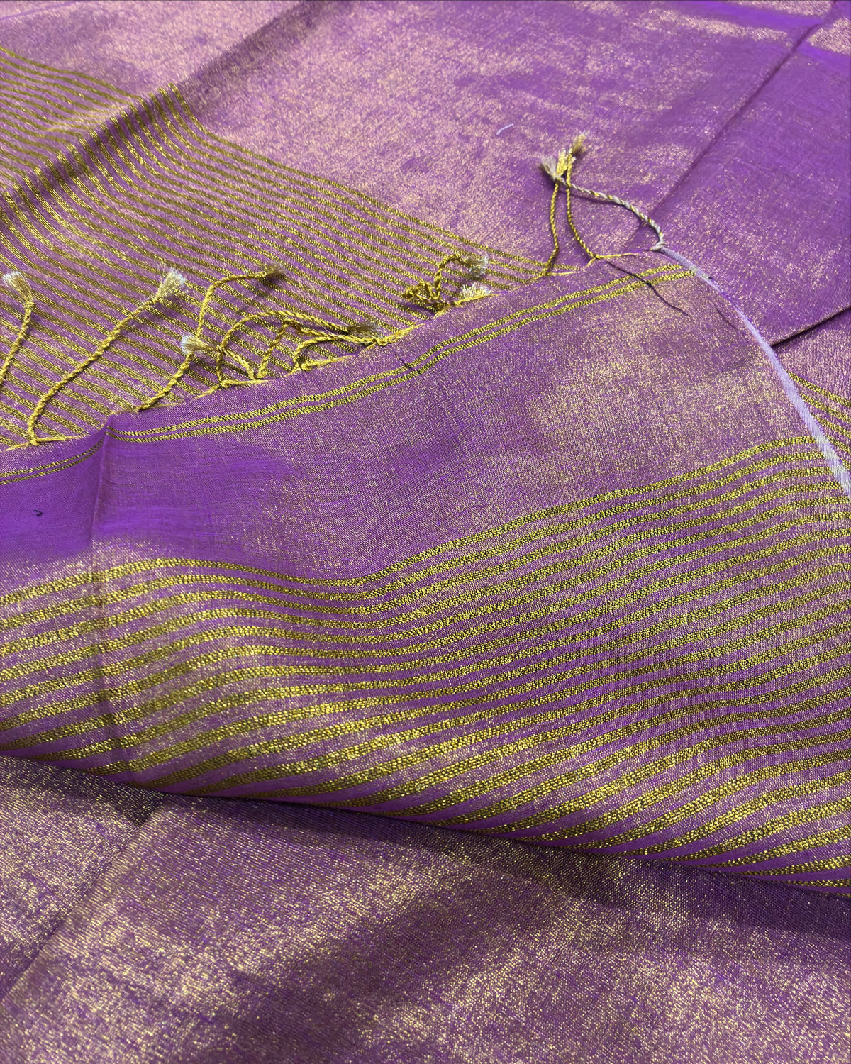 Mauve Purple Linen Tissue Saree with Gold Pallu