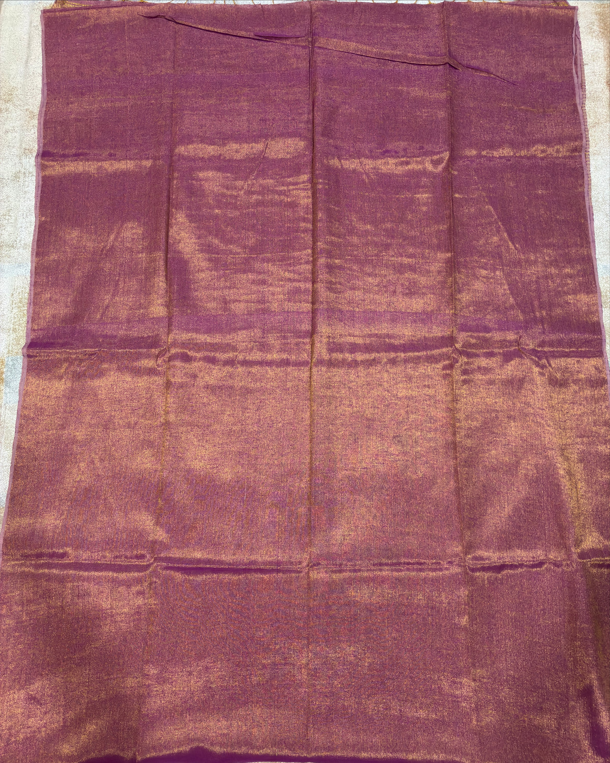 Mauve Purple Linen Tissue Saree with Gold Pallu