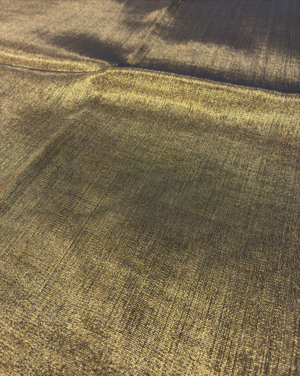 Antique Gold Linen Tissue Saree with Gold Pallu