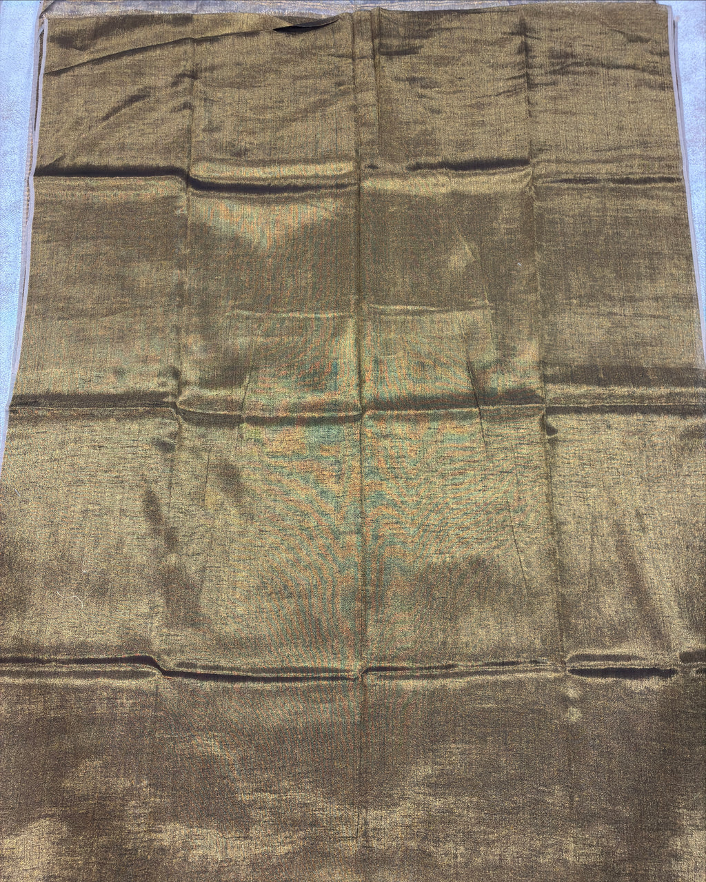 Antique Gold Linen Tissue Saree with Gold Pallu