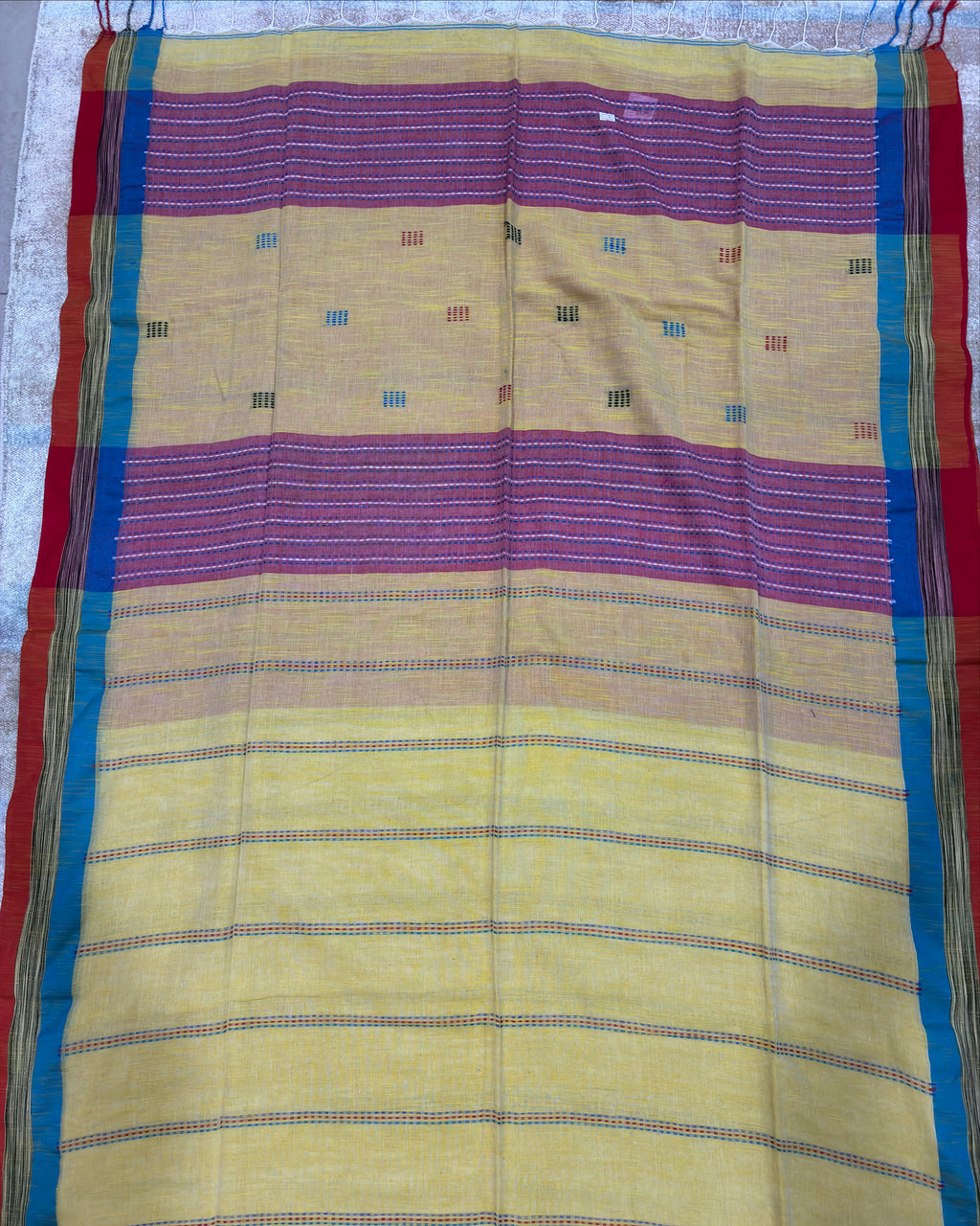 Butter Yellow Chatai Handloom Saree