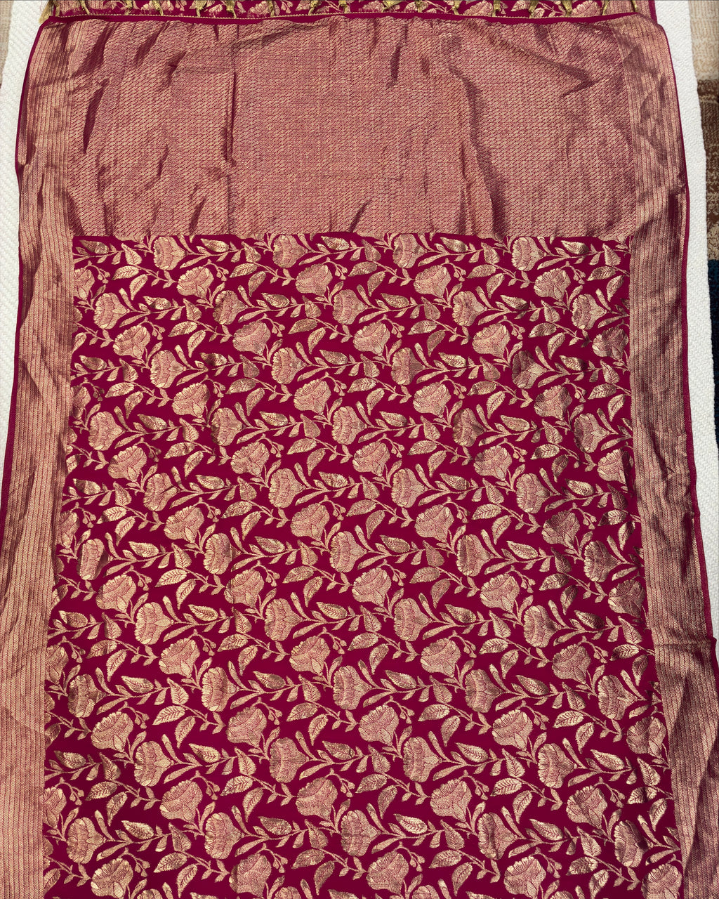 Magenta Crepe Silk Saree