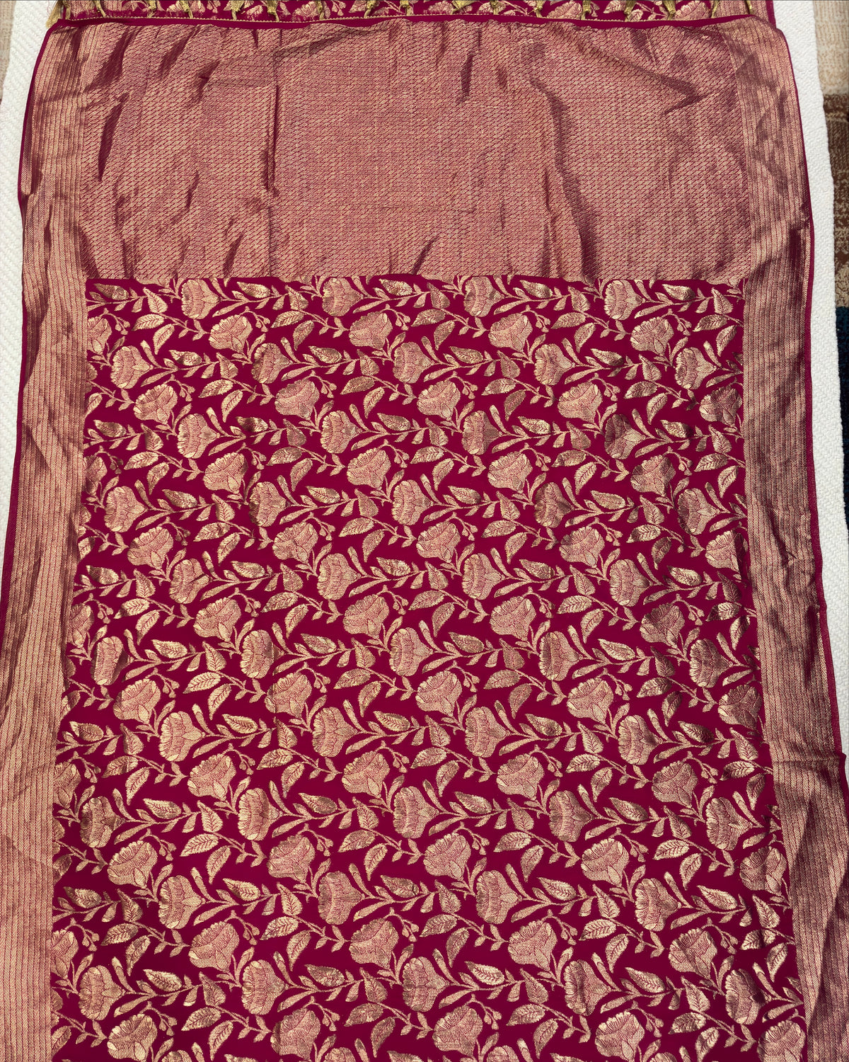Magenta Crepe Silk Saree