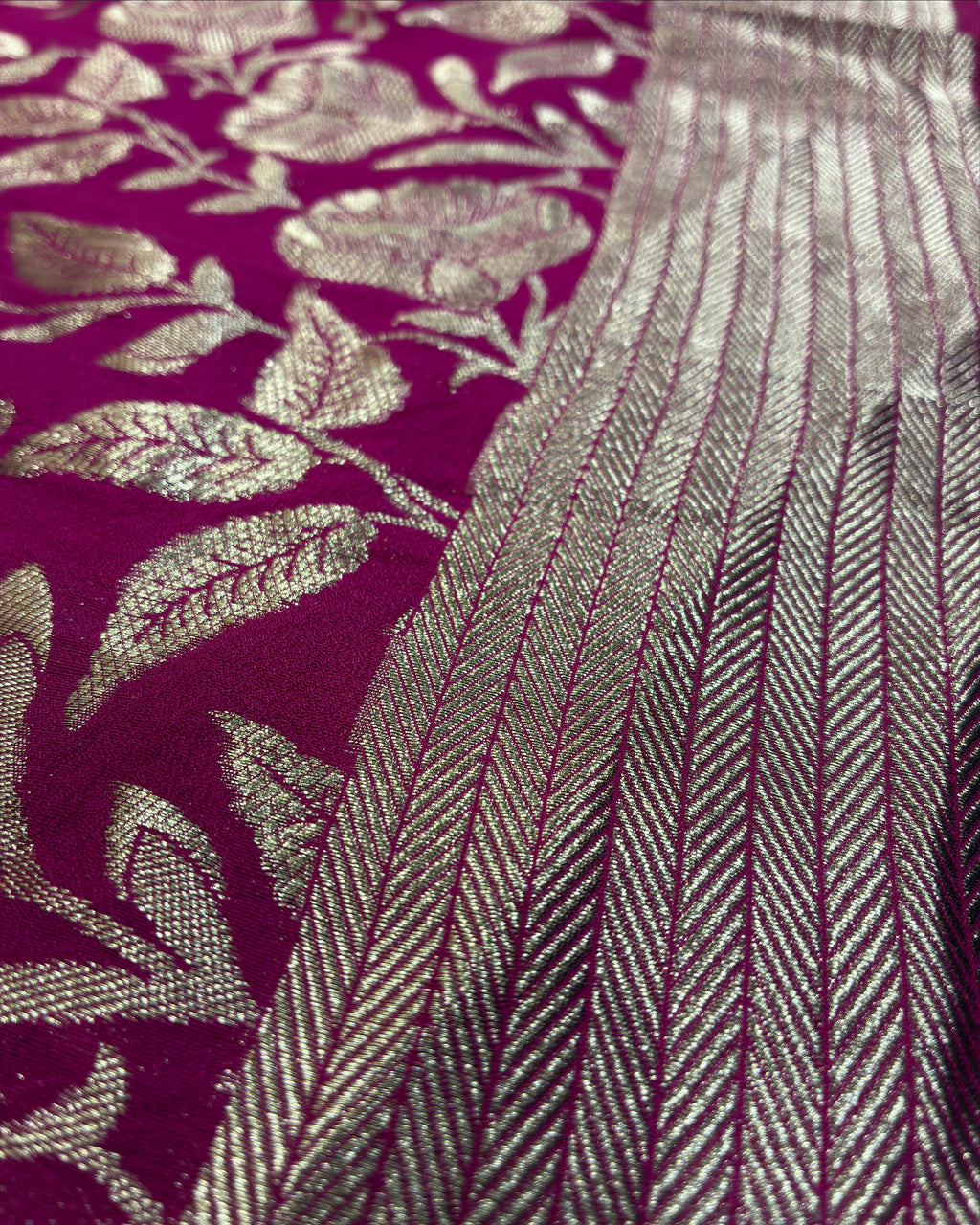 Magenta Crepe Silk Saree
