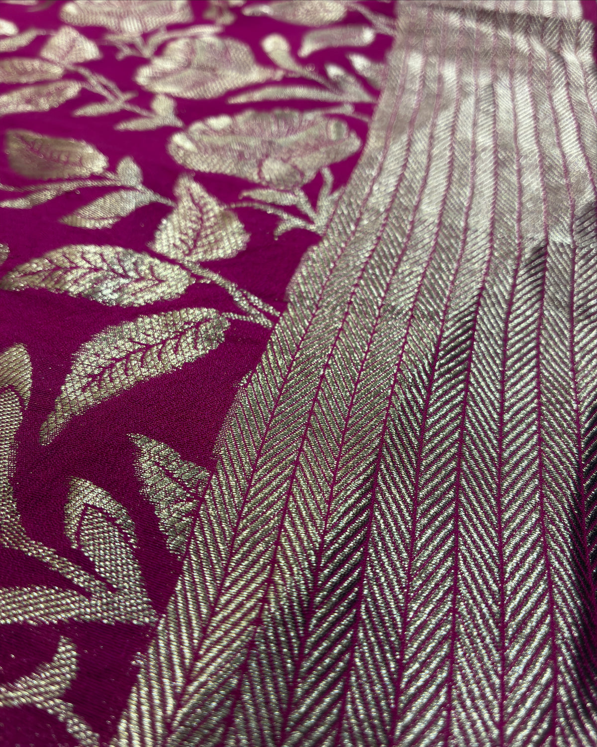 Magenta Crepe Silk Saree