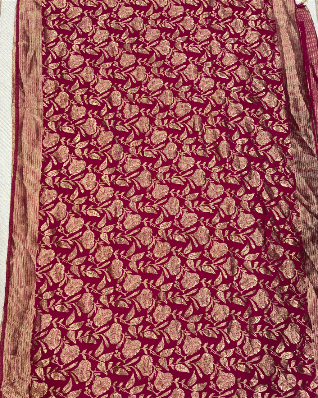 Magenta Crepe Silk Saree