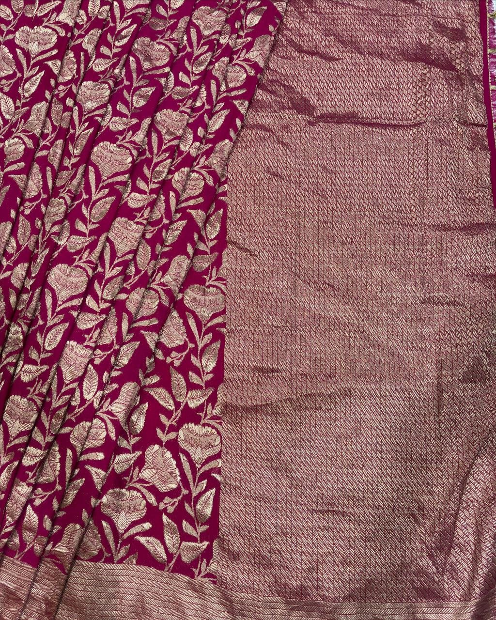 Magenta Crepe Silk Saree