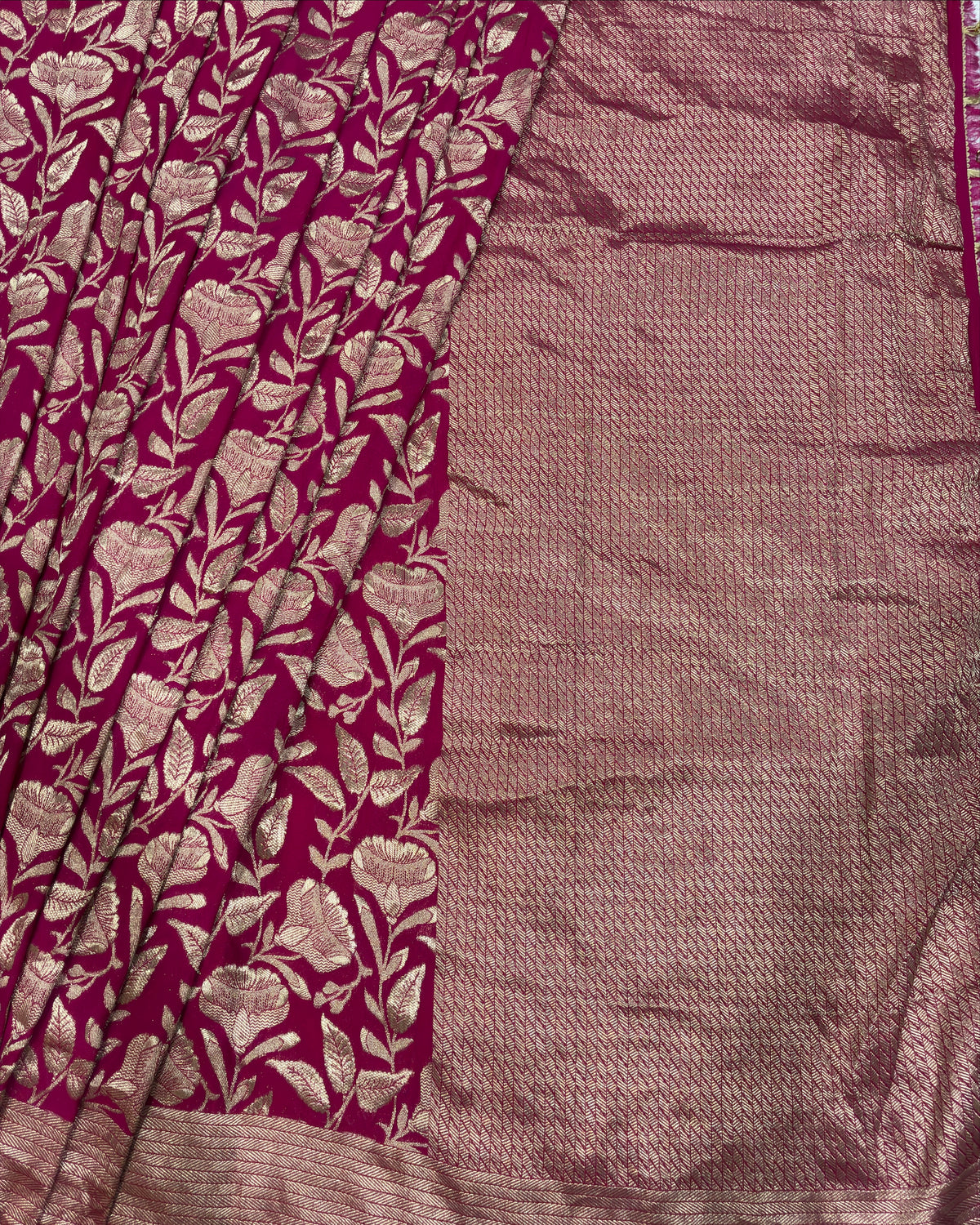 Magenta Crepe Silk Saree