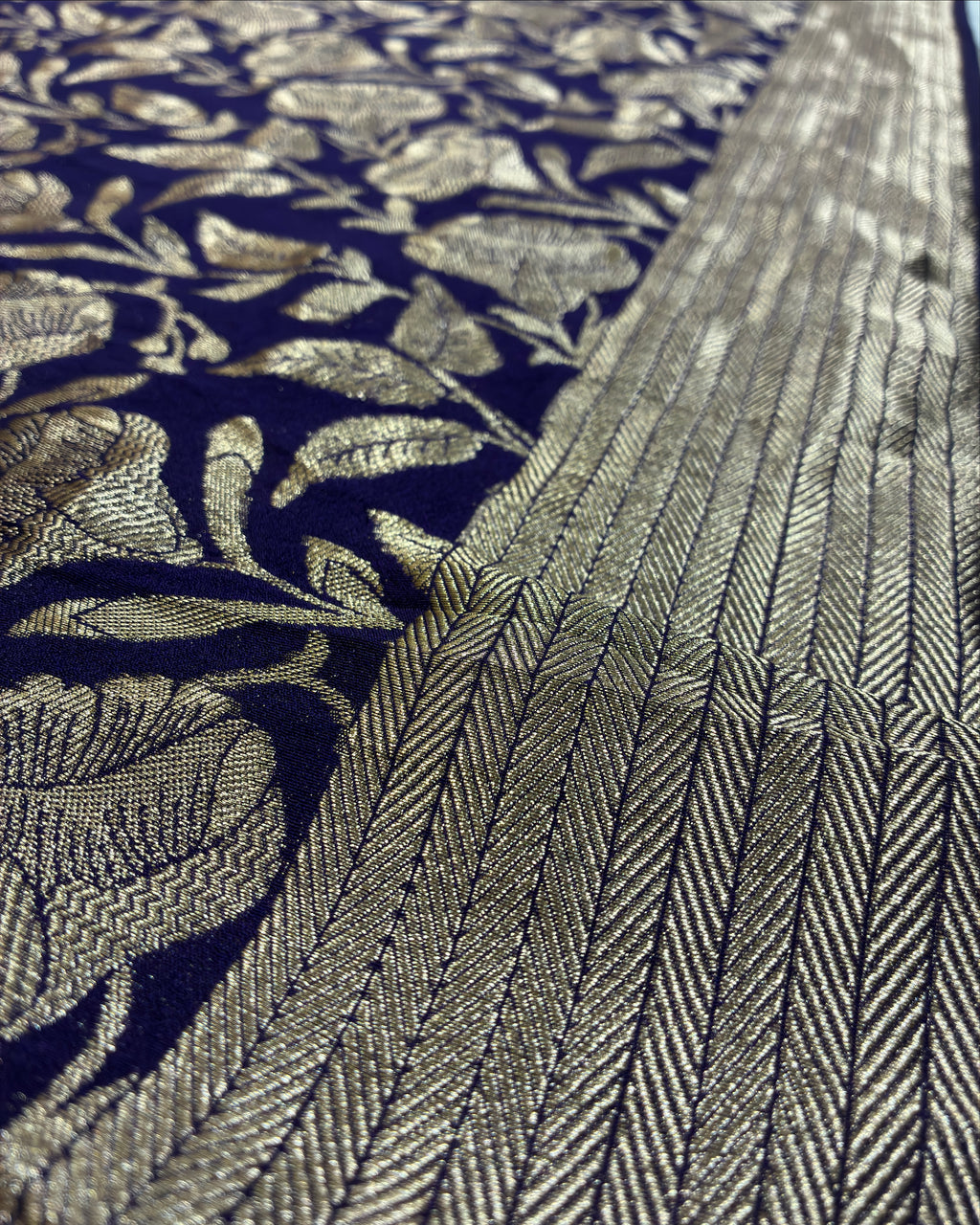 Purple Crepe Silk Saree