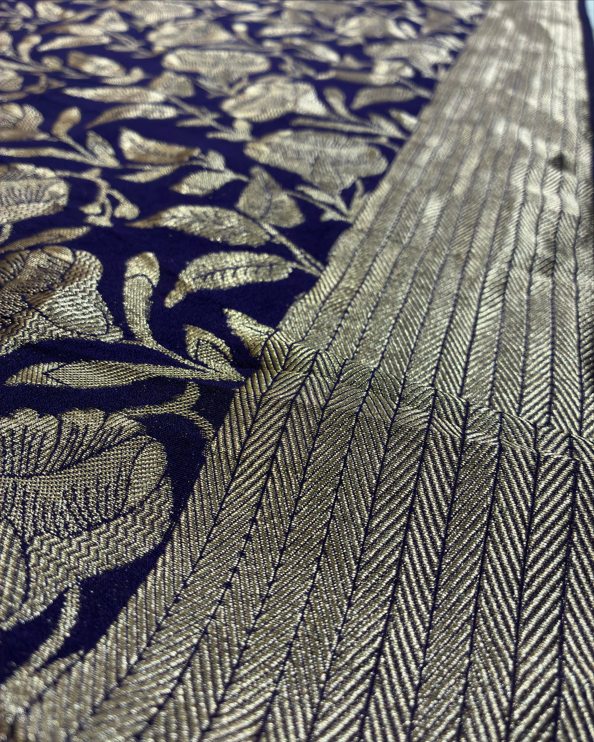 Purple Crepe Silk Saree