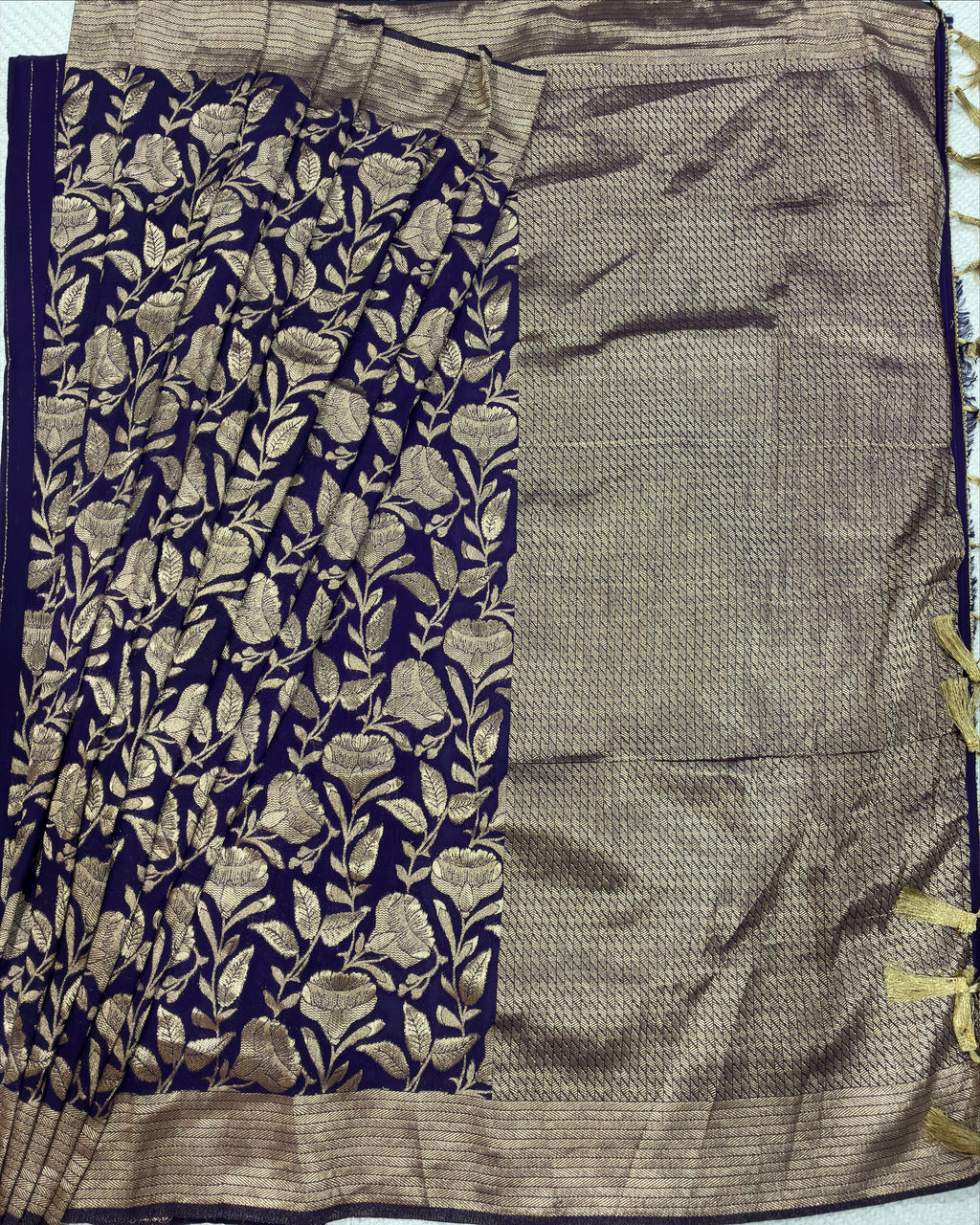 Purple Crepe Silk Saree
