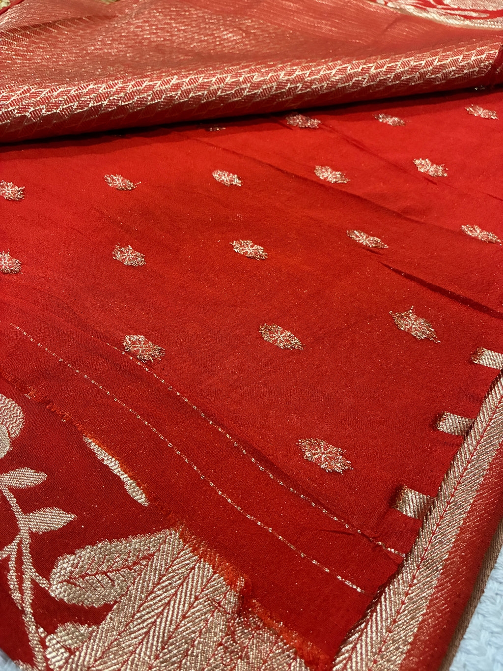 Orange Crepe Silk Saree