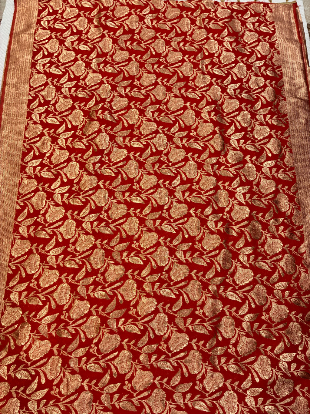 Orange Crepe Silk Saree
