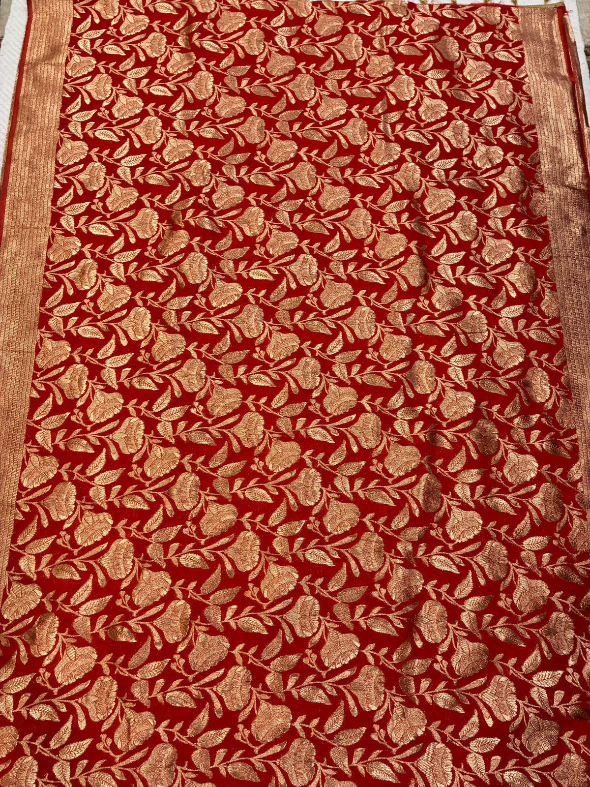 Orange Crepe Silk Saree