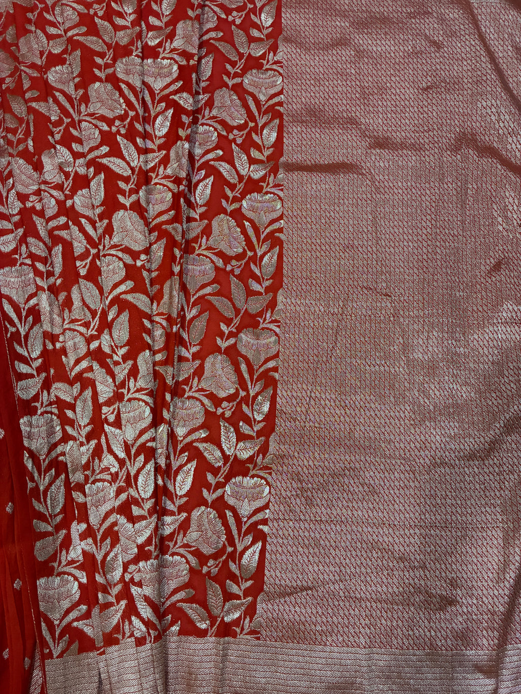 Orange Crepe Silk Saree