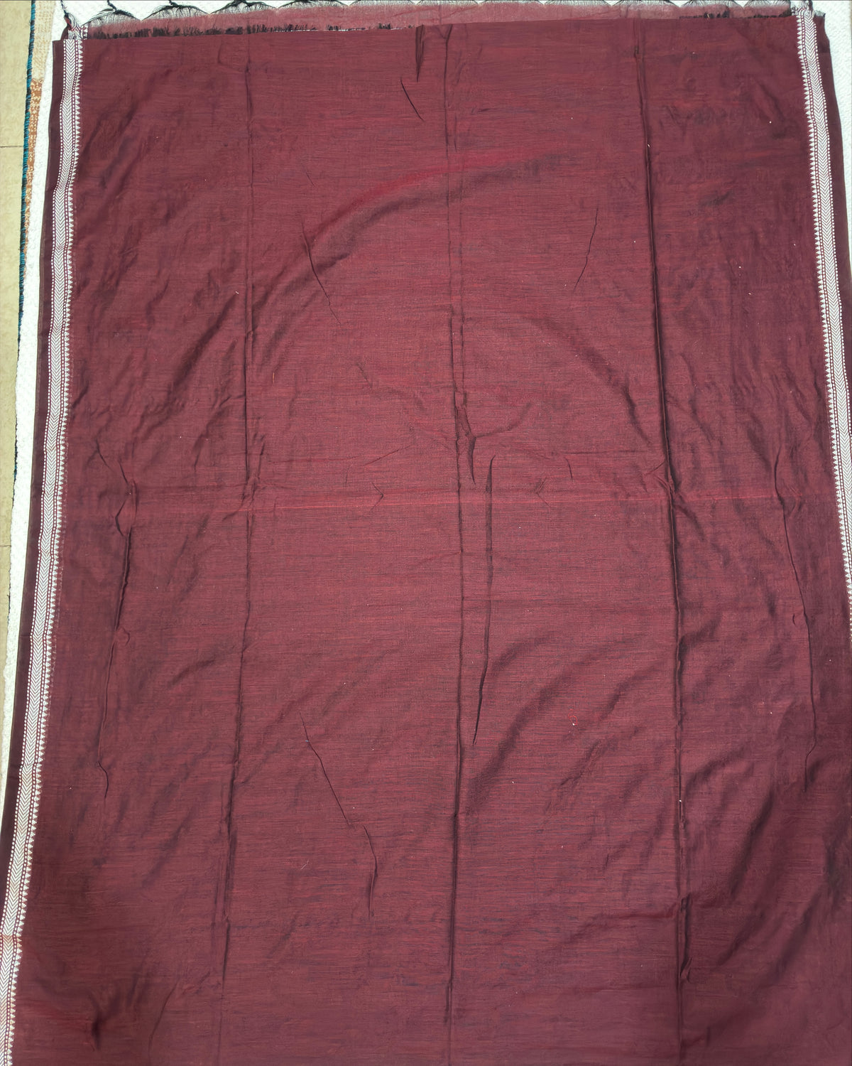 Maroon & Grey Striped Saree with Weaving Border