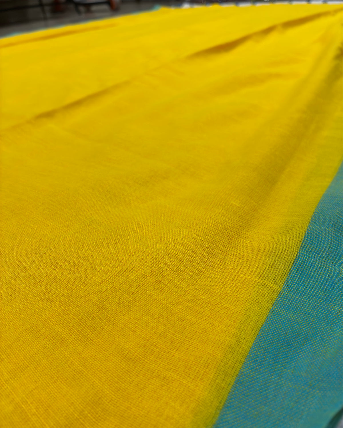 Yellow Khadi with Blue Border