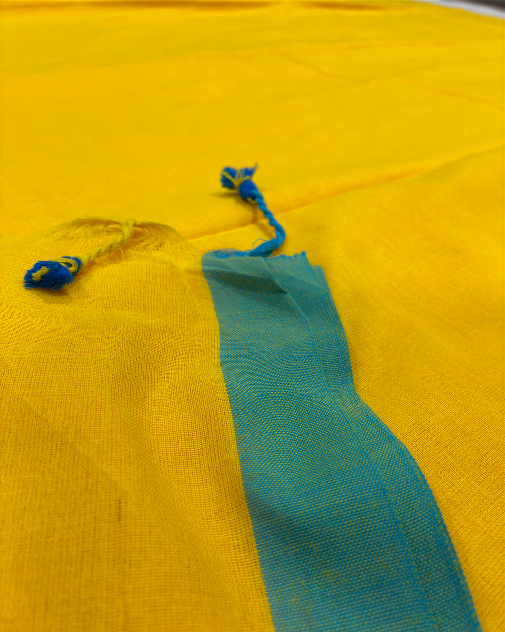 Yellow Khadi with Blue Border