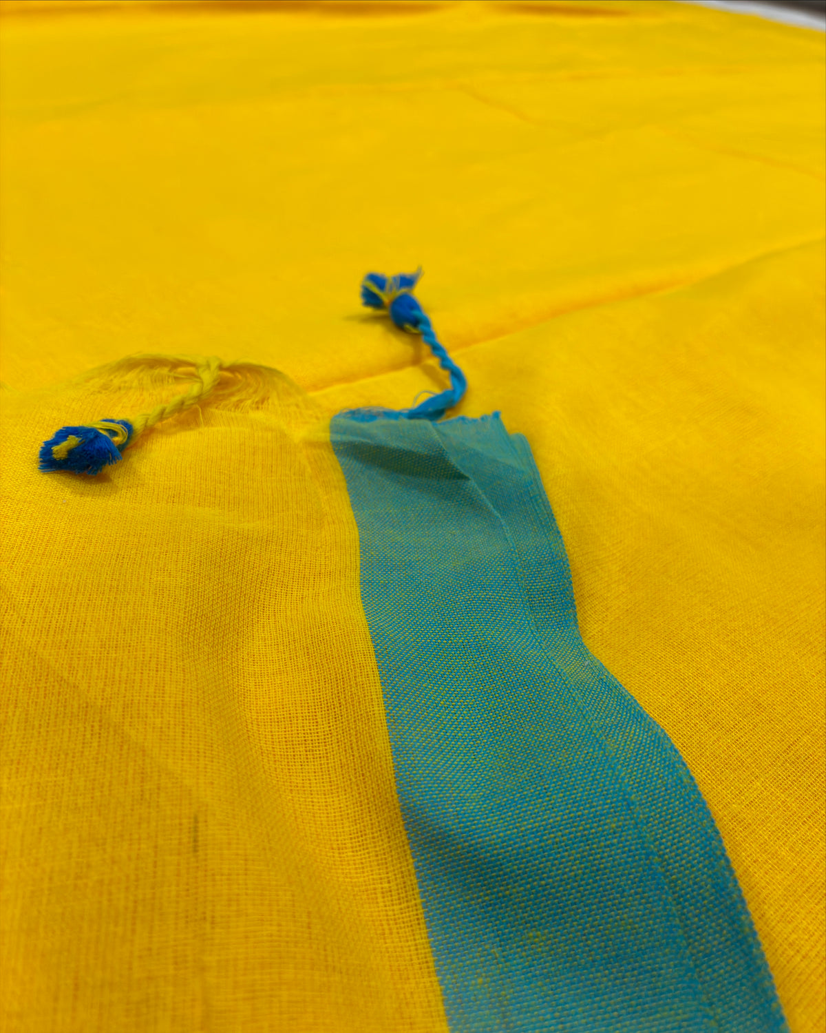 Yellow Khadi with Blue Border