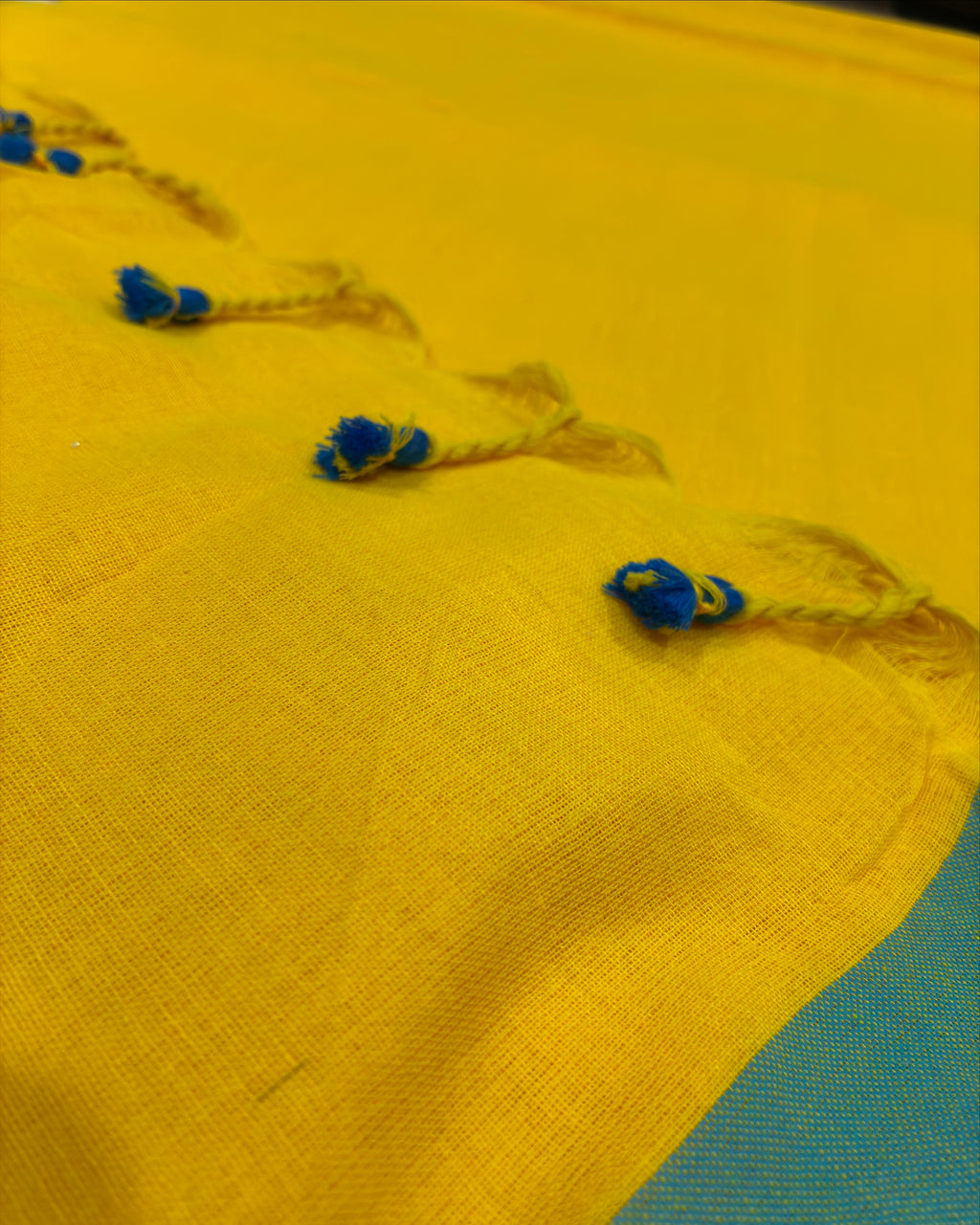Yellow Khadi with Blue Border