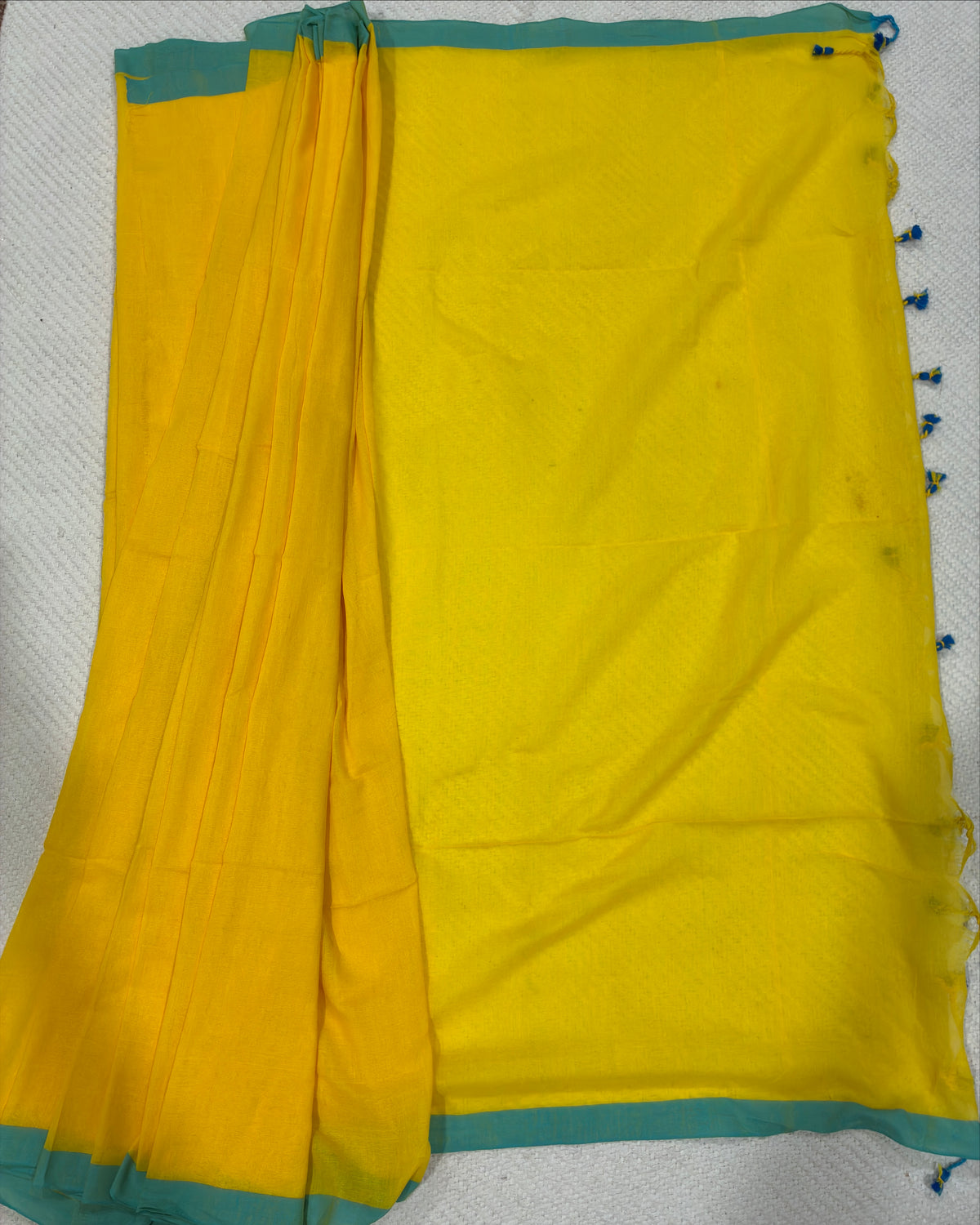 Yellow Khadi with Blue Border