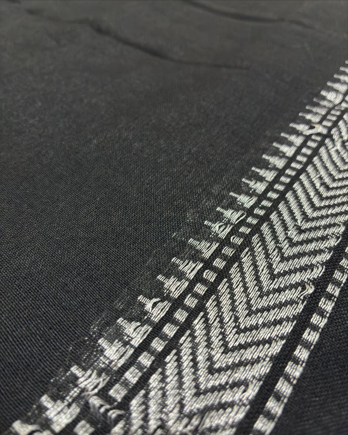 Black & Grey Striped Saree with Weaving Border