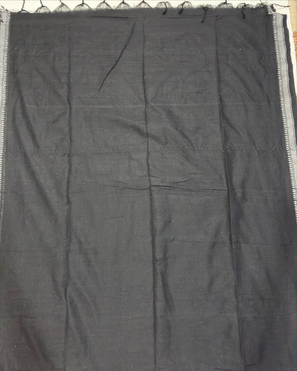 Black & Grey Striped Saree with Weaving Border