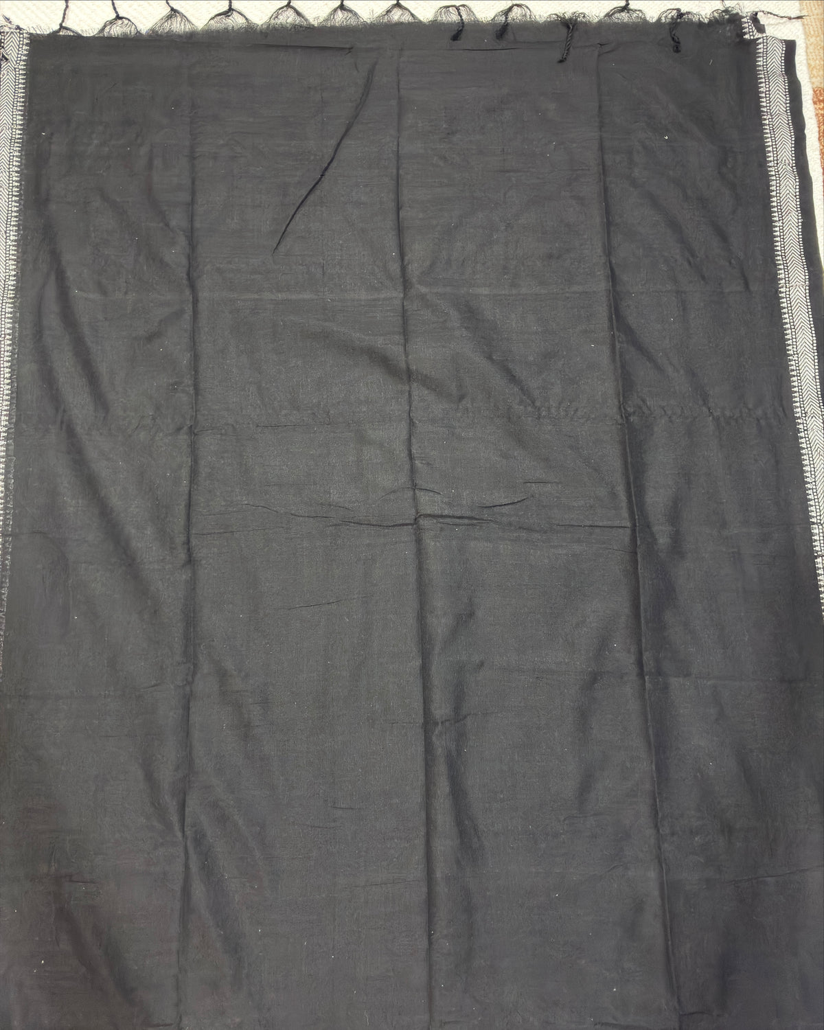Black & Grey Striped Saree with Weaving Border