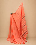 Salmon Pink Khadi Saree with Multicolour Stripes
