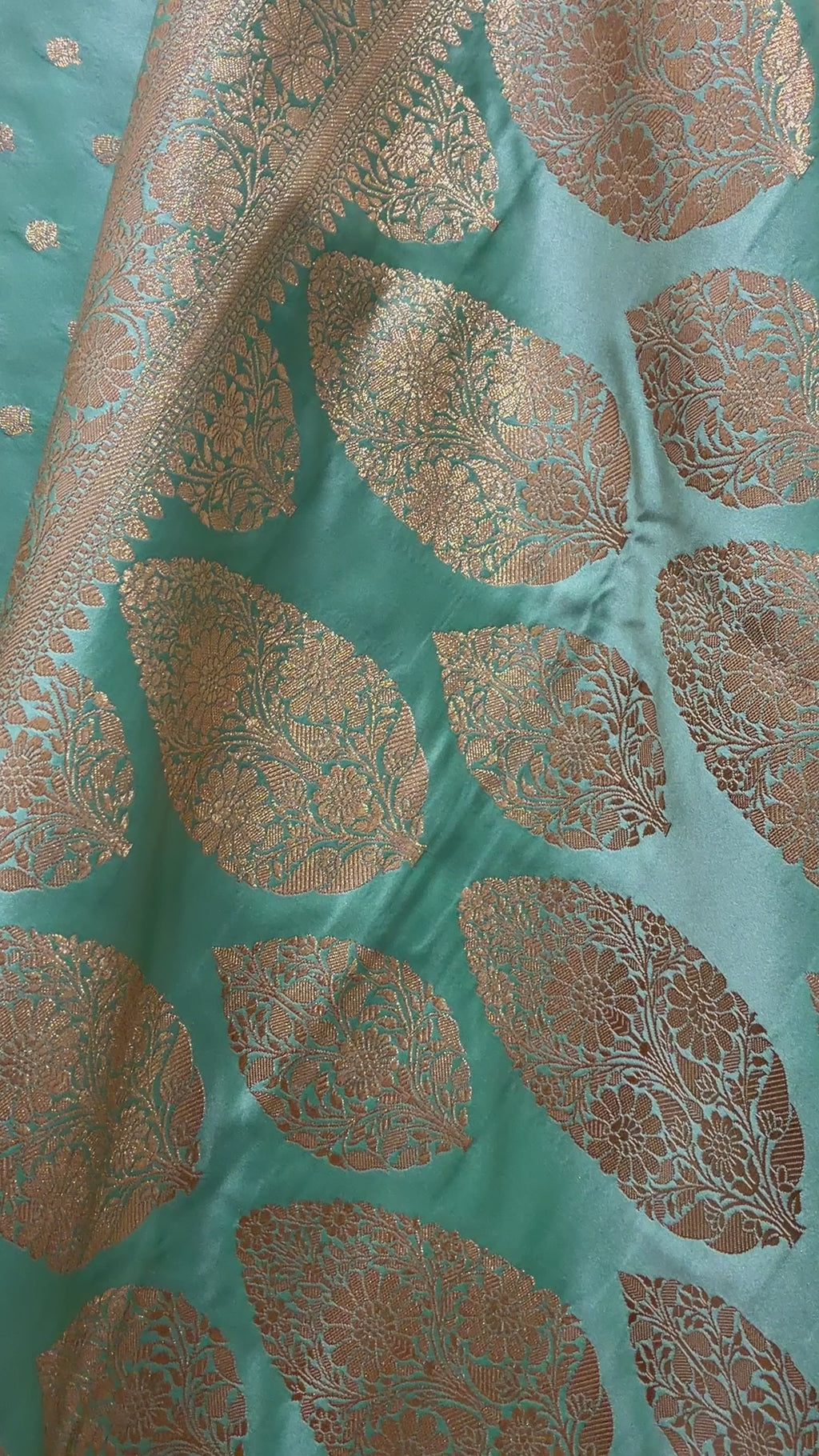 Aqua Green Banarasi Zari Work Saree