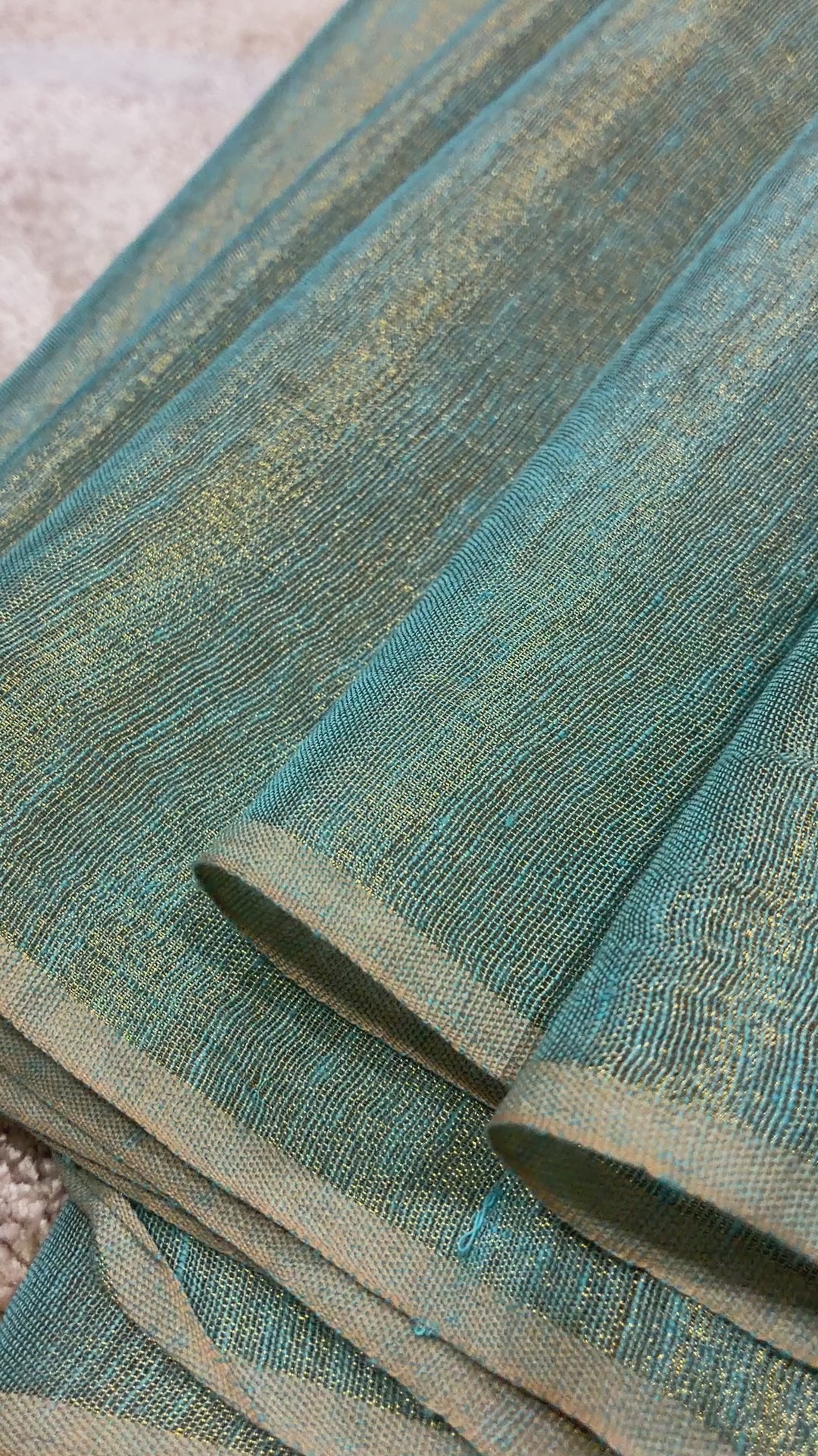 Powder Blue Linen Tissue Saree with Gold Pallu