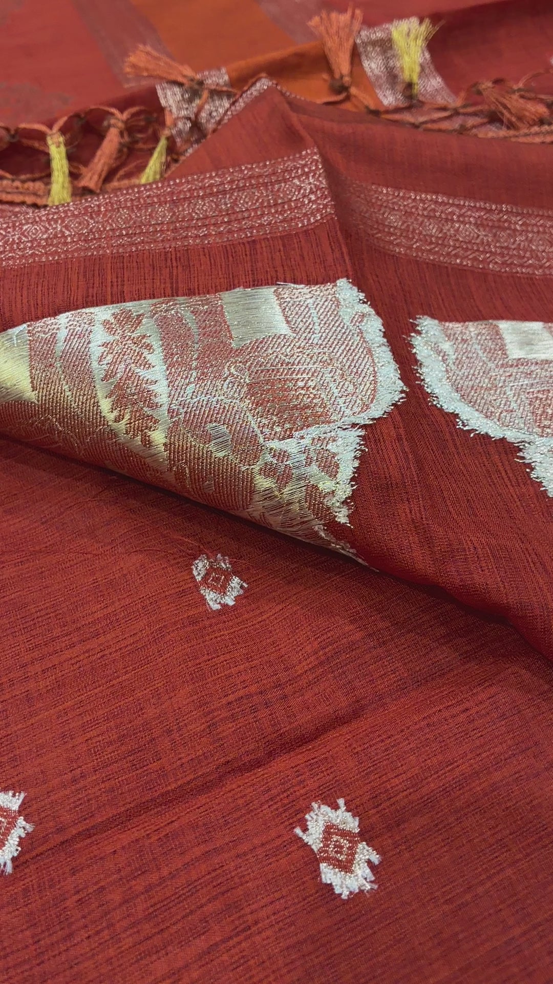 Elephant Border Terracotta Orange Silk Saree