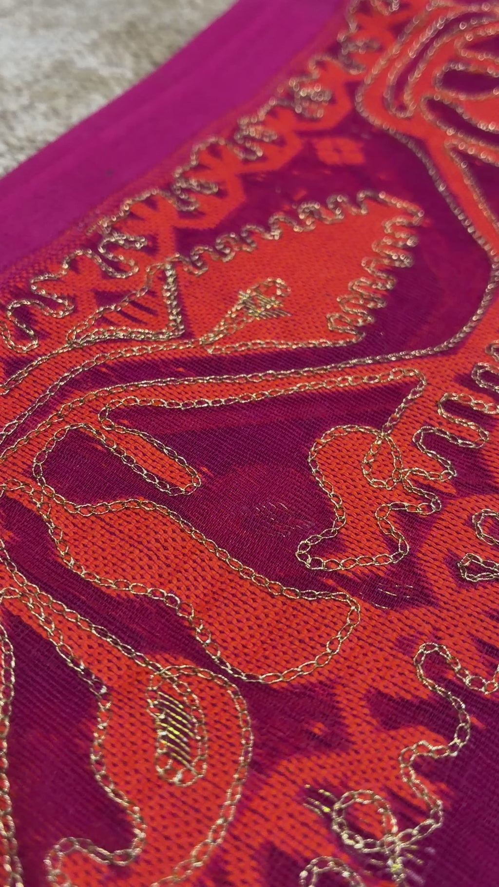 Magenta Orange Zari Jamdani Saree