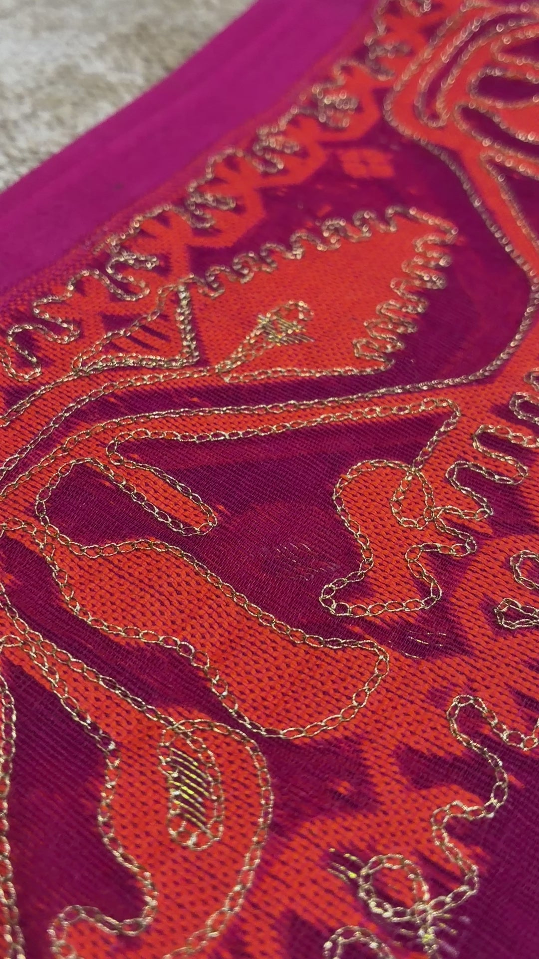 Magenta Orange Zari Jamdani Saree