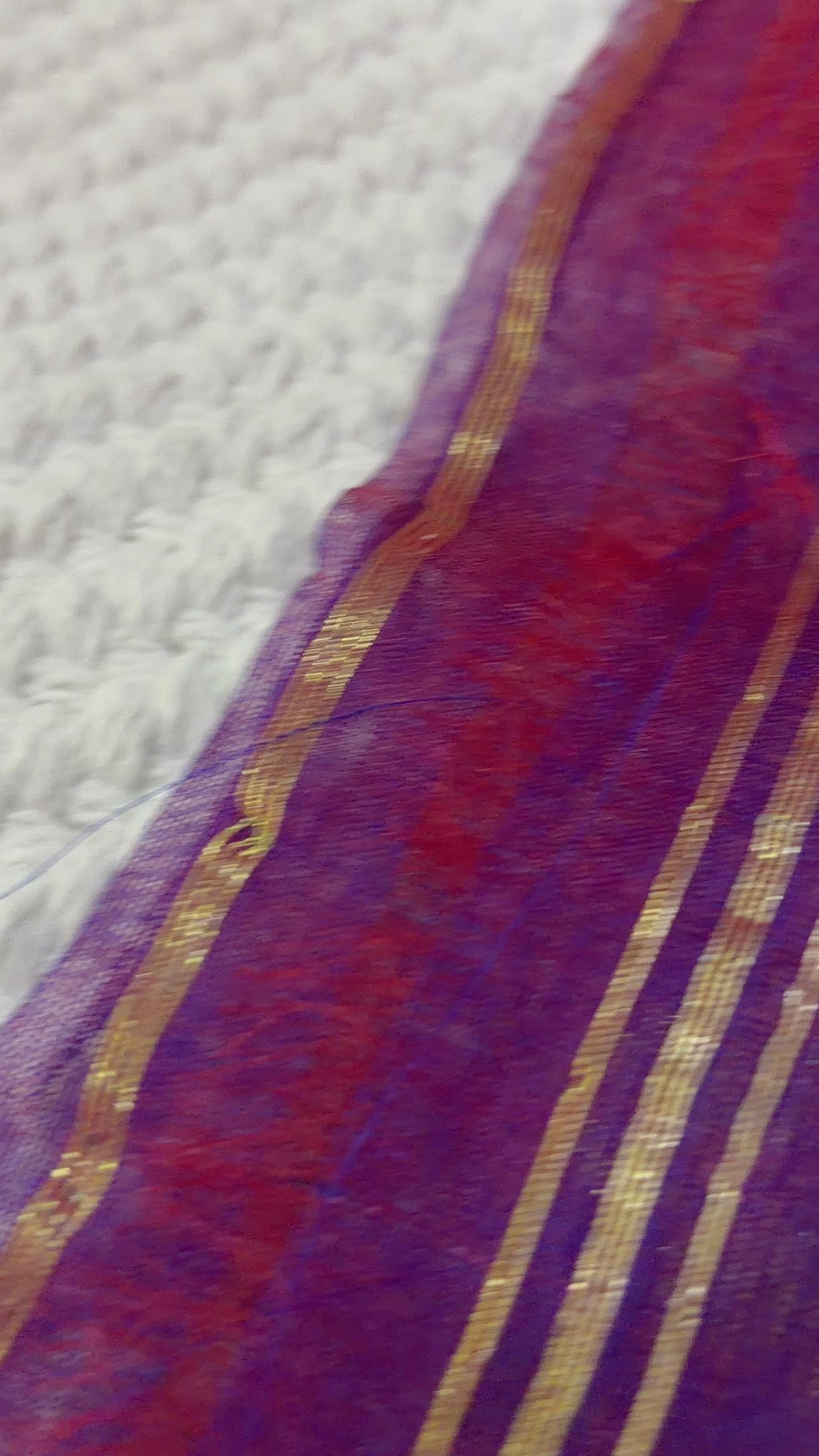 Purple Muslin Saree with Golden Zari Work