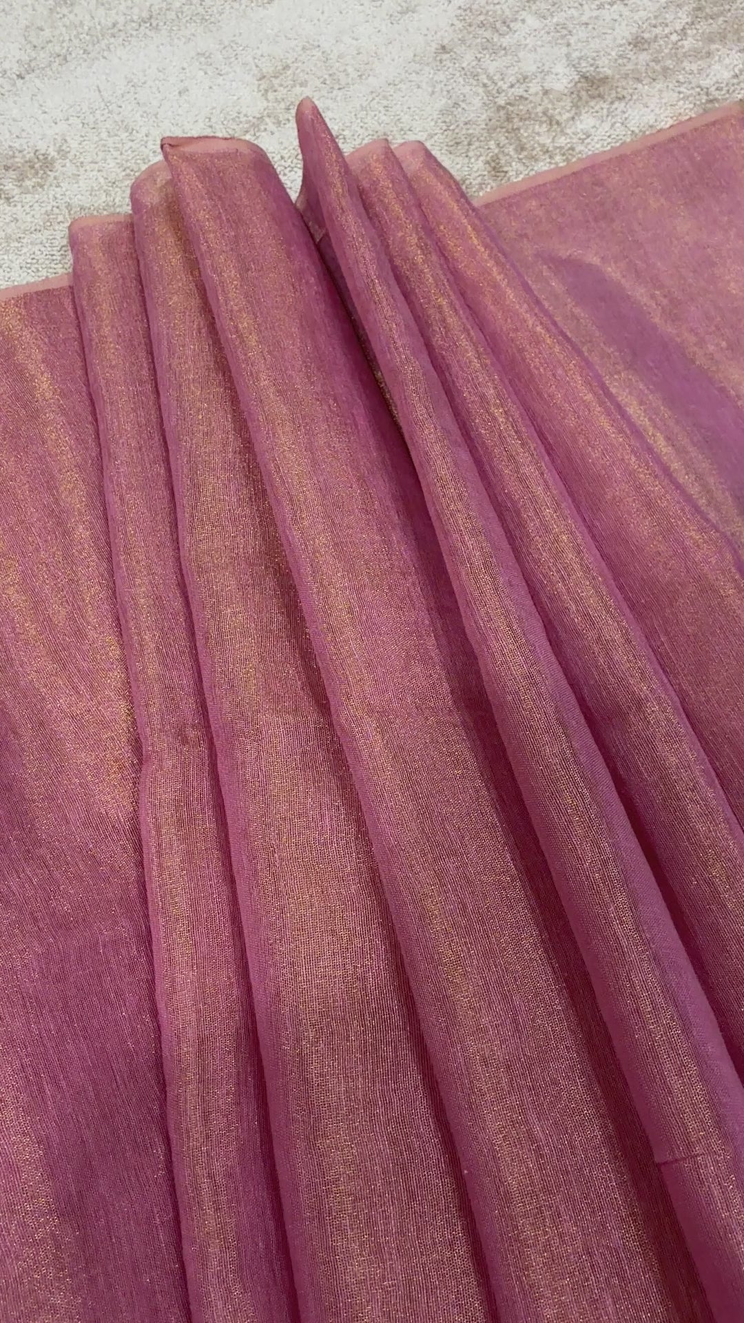 Blush Pink Linen Tissue Saree with Gold Pallu