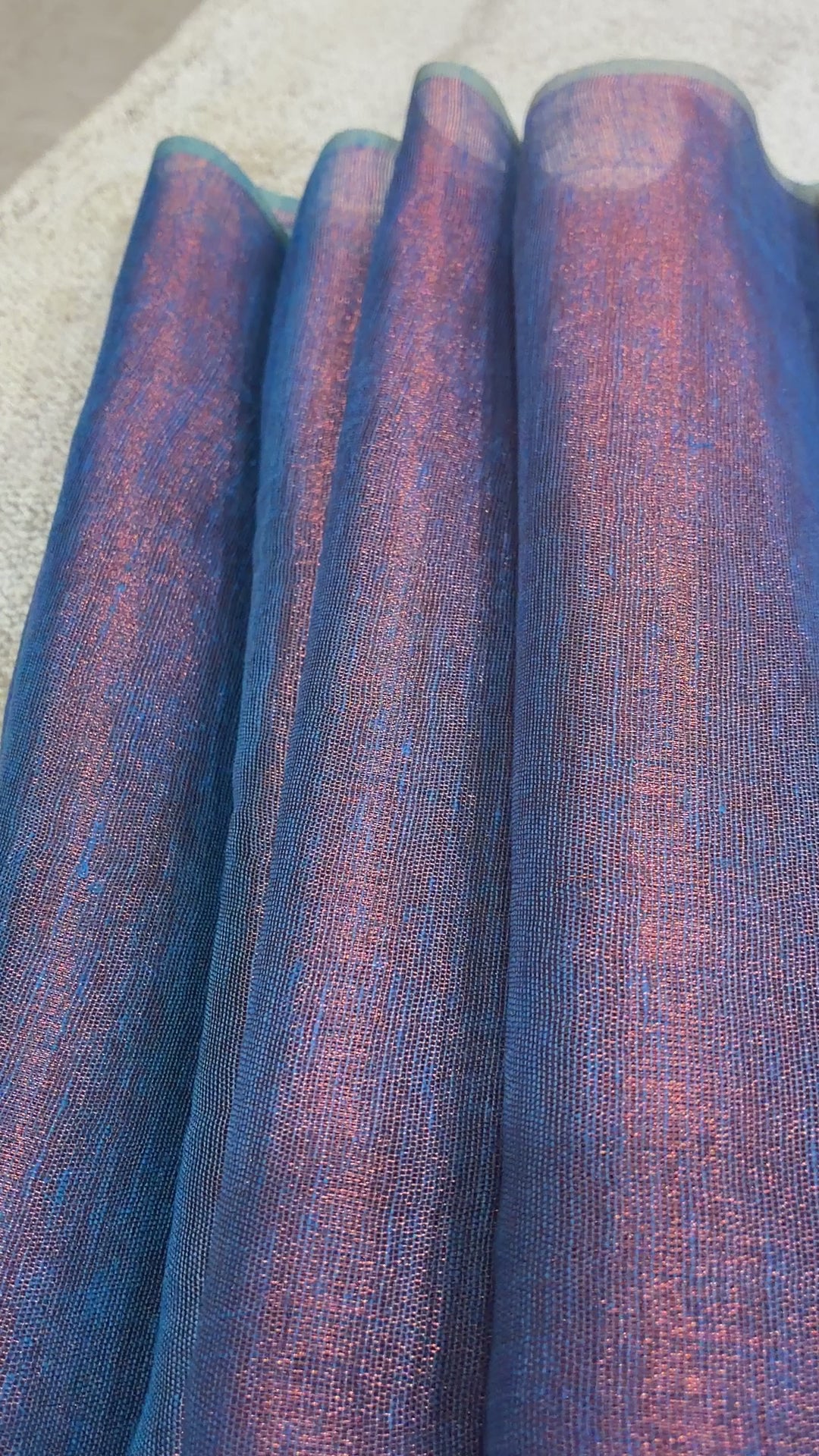Periwinkle Blue Linen Tissue Saree with Gold Pallu