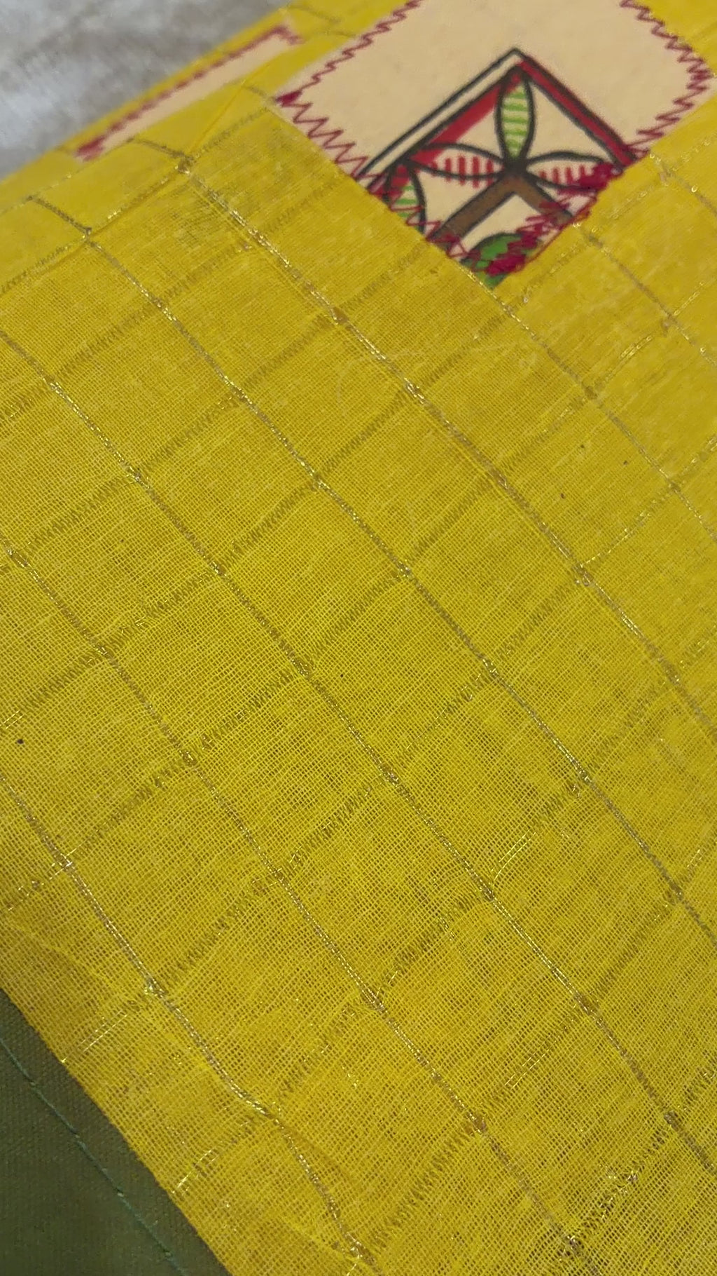 Yellow Handcrafted Madhubani Cut Saree