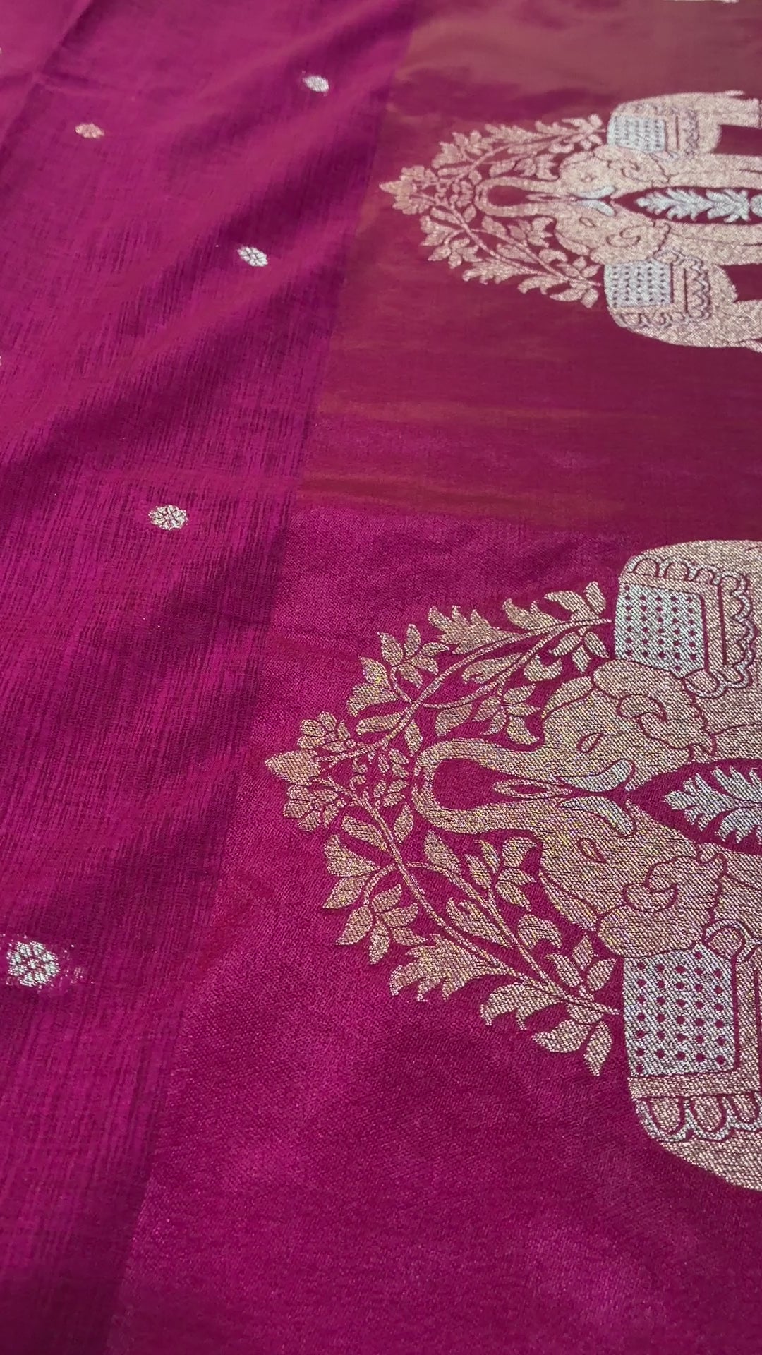 Elephant Boarder Magenta Silk Saree