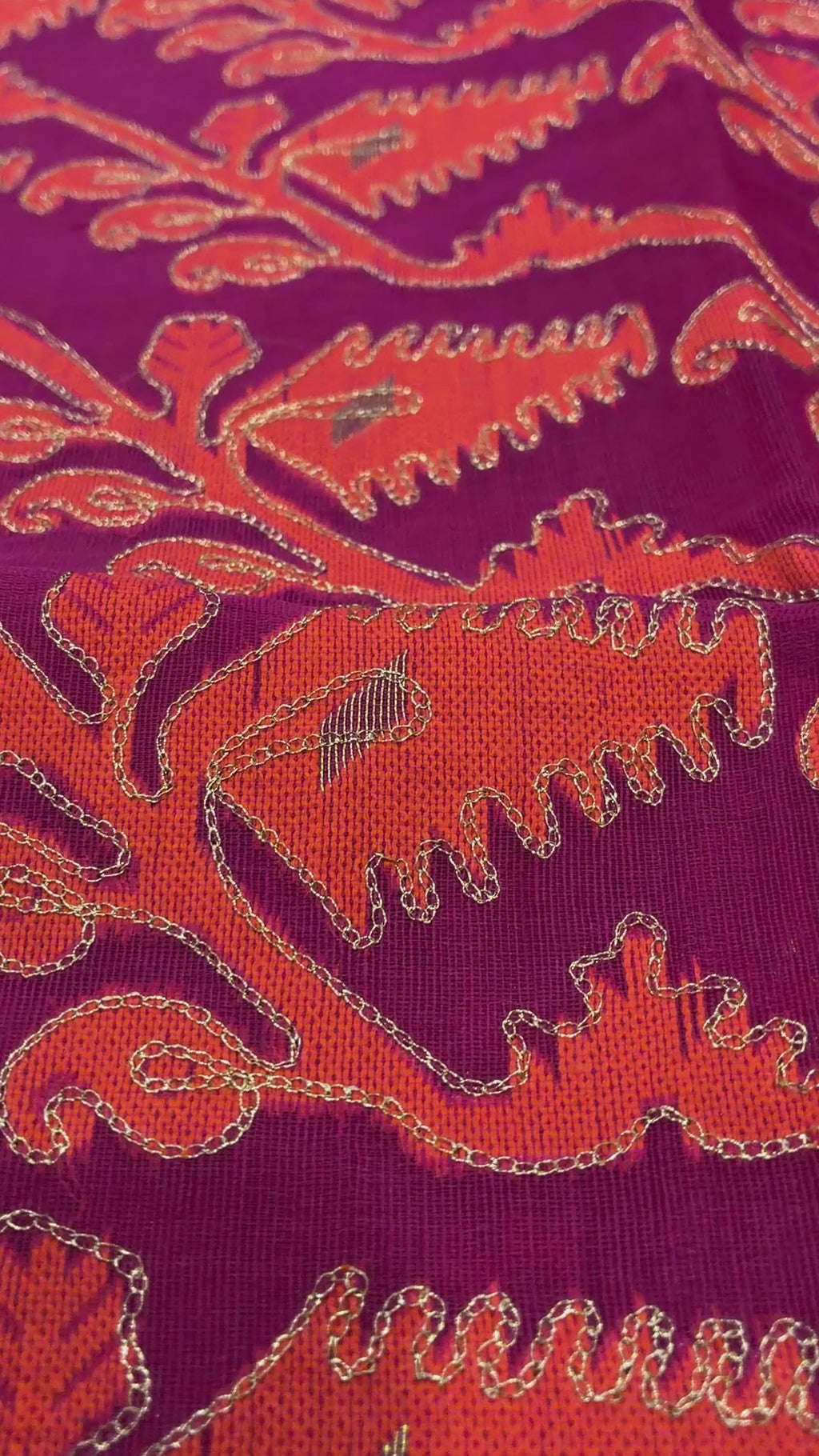 Magenta Orange Zari Jamdani Saree