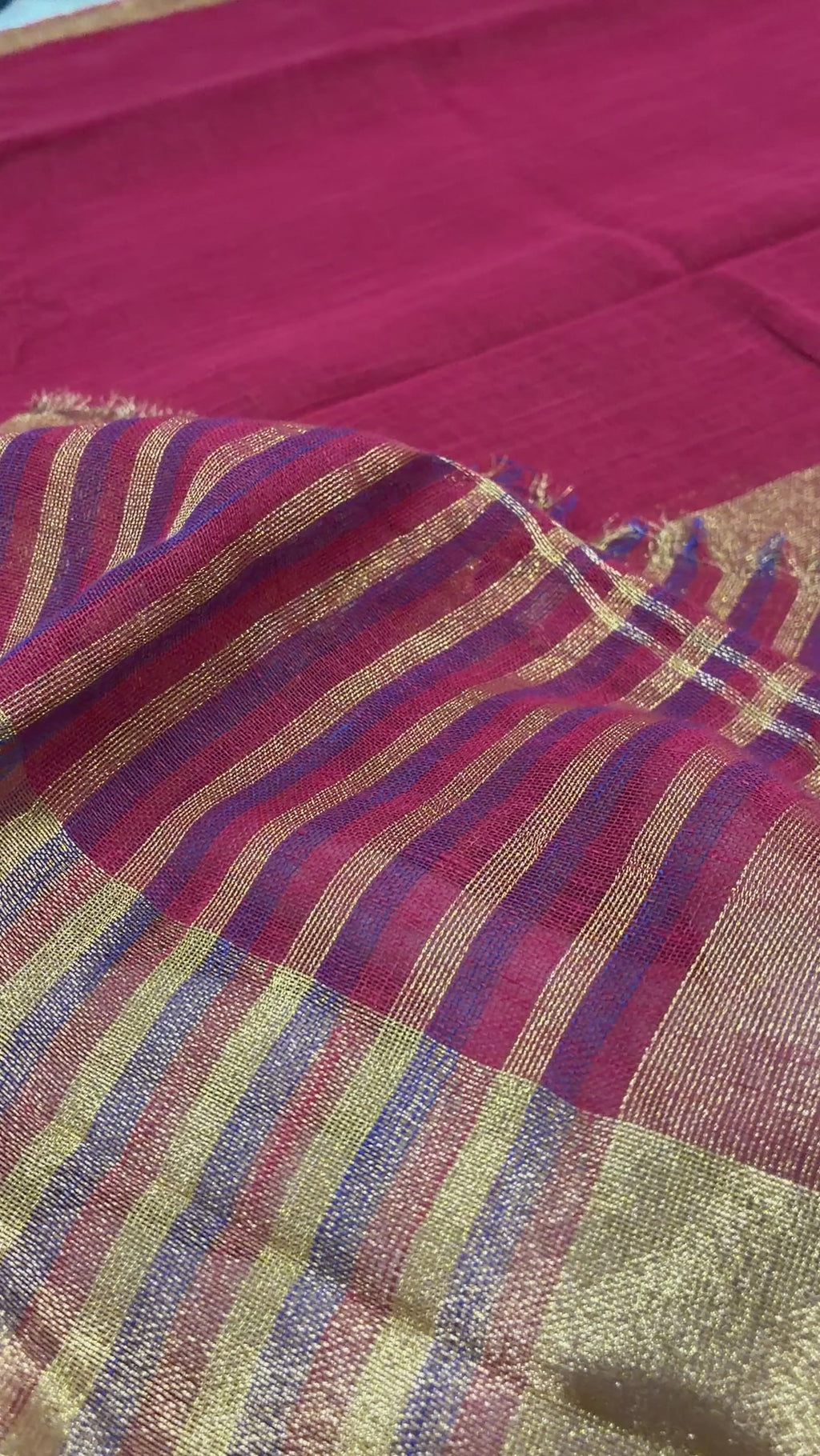 Red Gold Linen Tissue Saree