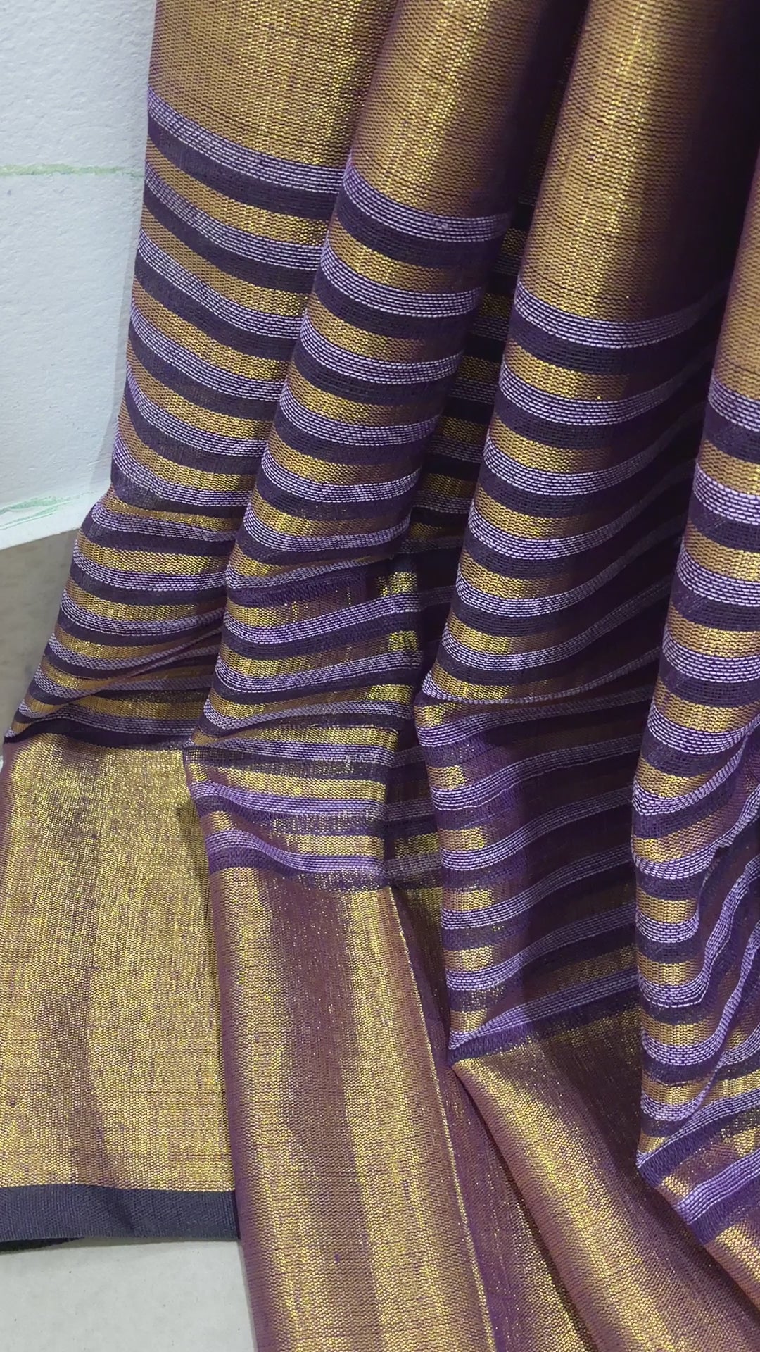Purple Gold Linen Tissue Saree